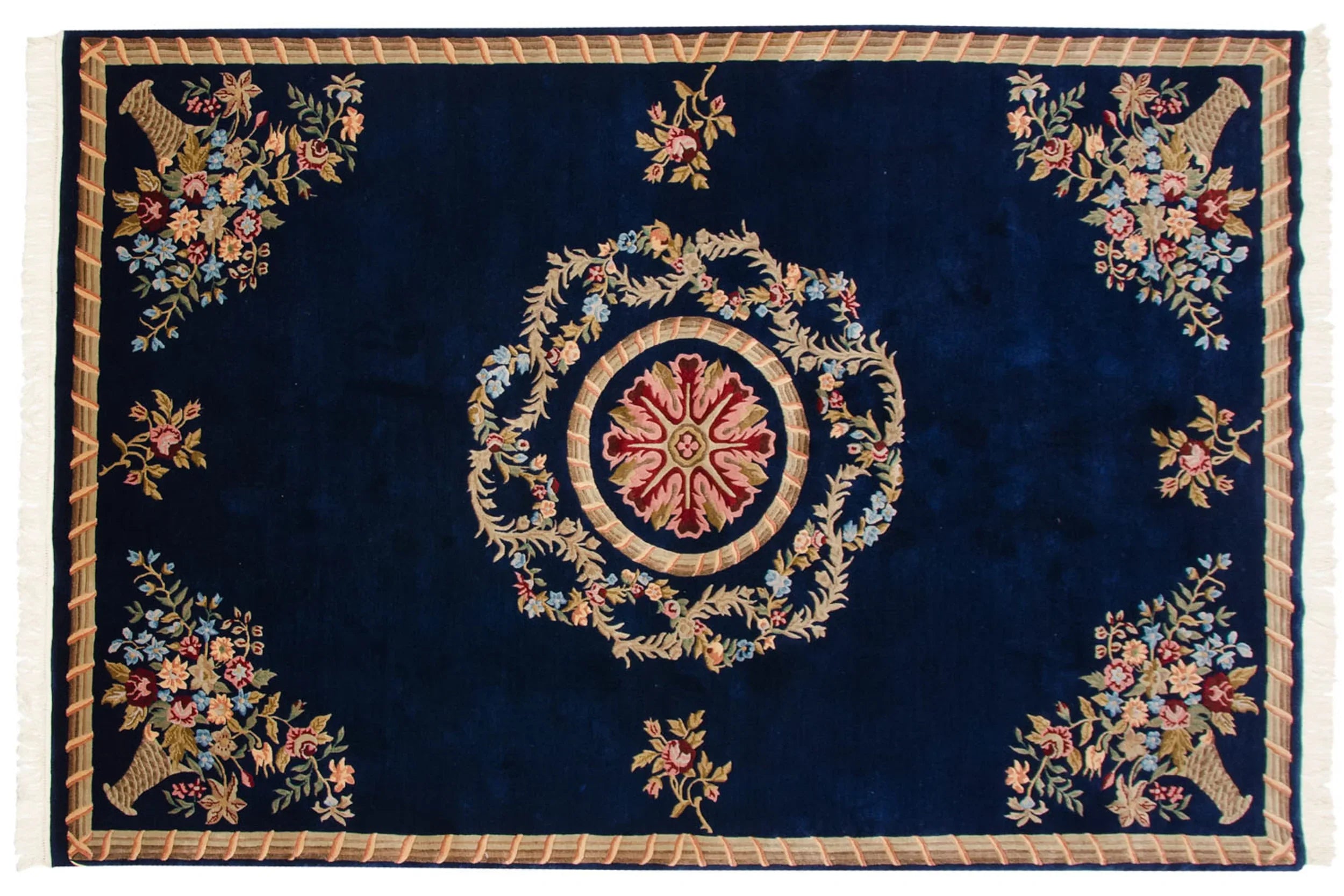 6x9 Vintage Indian Aubusson Design Carpet