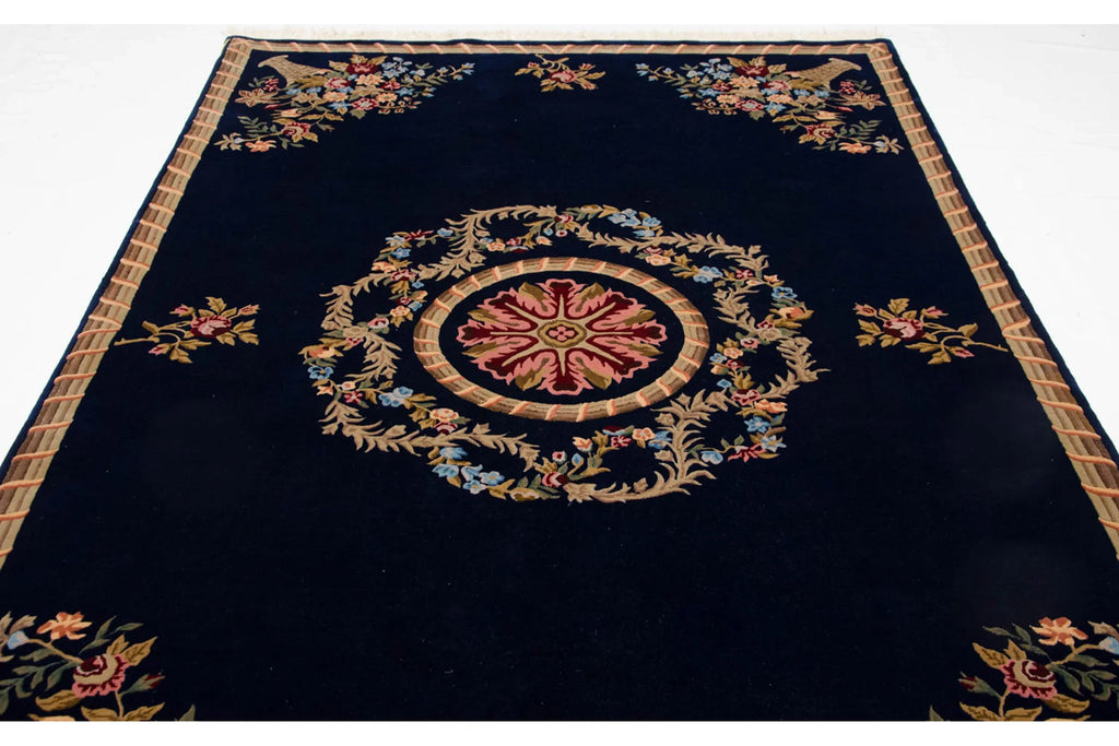 6x9 Vintage Indian Aubusson Design Carpet