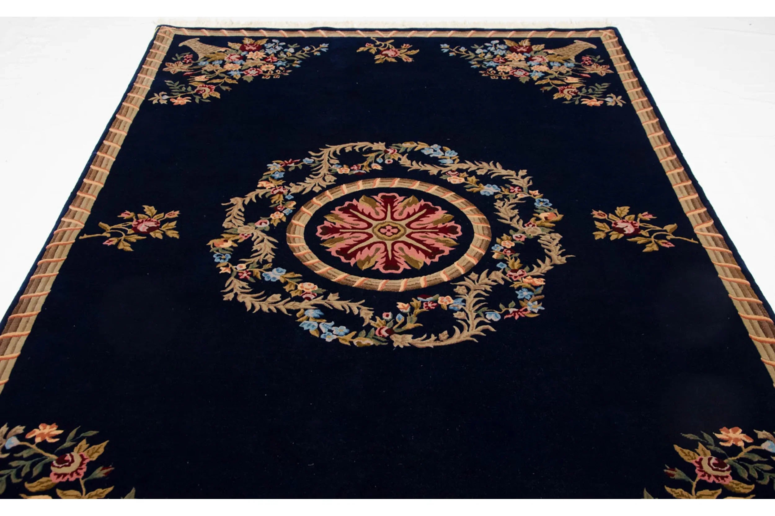 6x9 Vintage Indian Aubusson Design Carpet