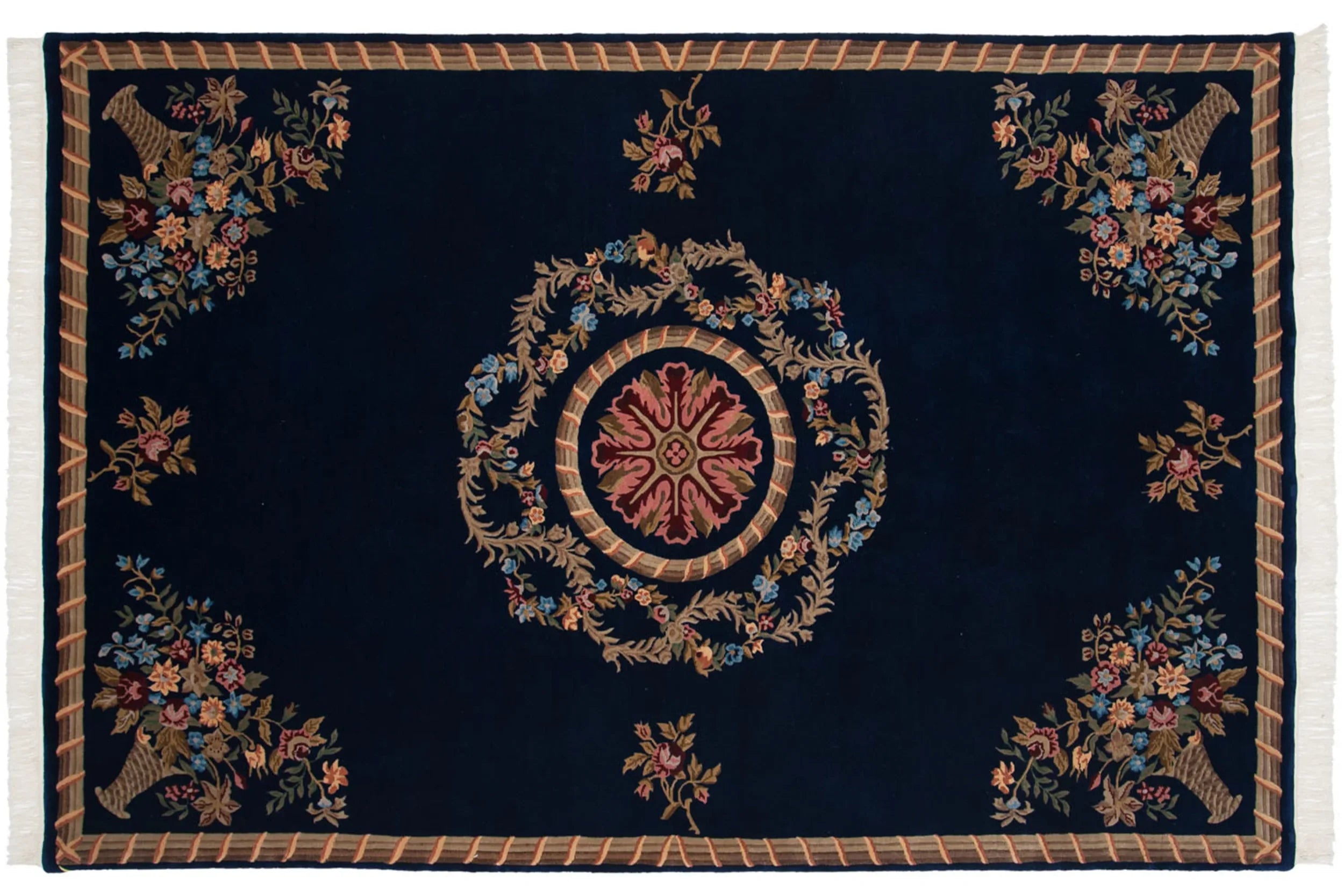 6x9 Vintage Indian Aubusson Design Carpet