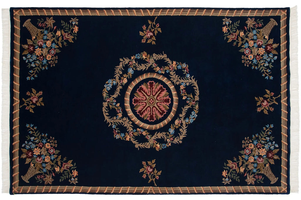 6x9 Vintage Indian Aubusson Design Carpet